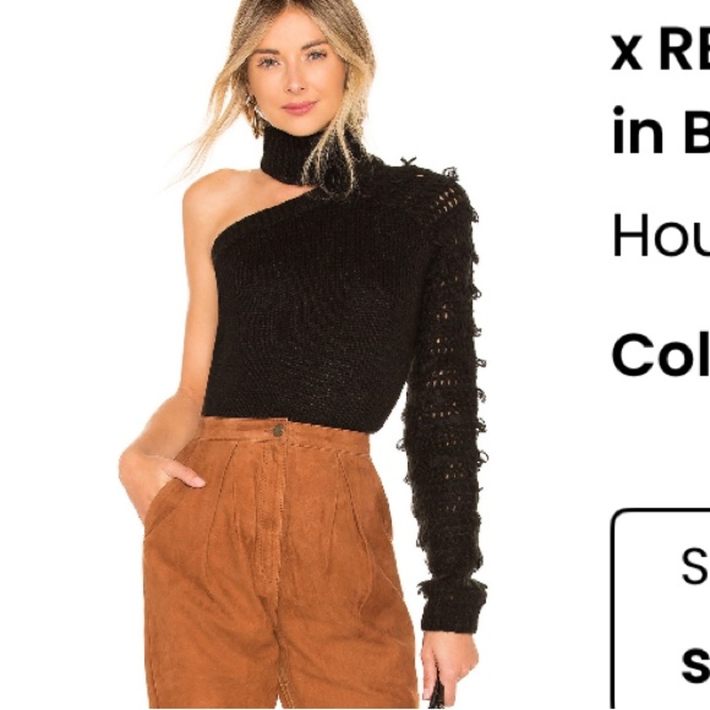 House of Harlow 1960 Black One-Shoulder Sweater
